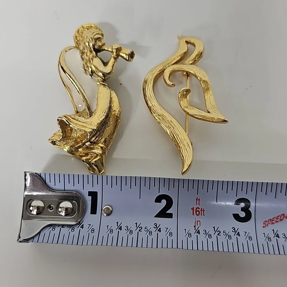Gold Angel and Dove Brooches